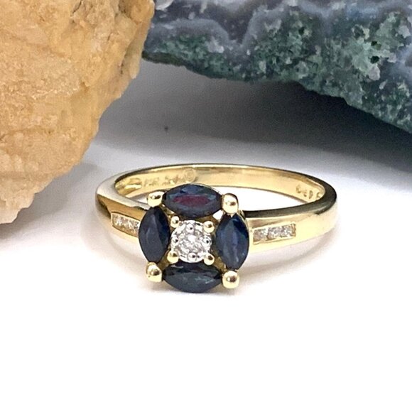 Sapphire Diamond 14K Yellow Gold Estate Ring Sz 7J826